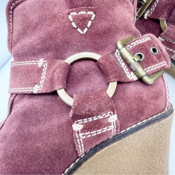 Josef Seibel Bootie Burgundy Suede Wedge Heel Comfort Boot Size 38 EU | 7-7.5 US - Picture 12 of 16